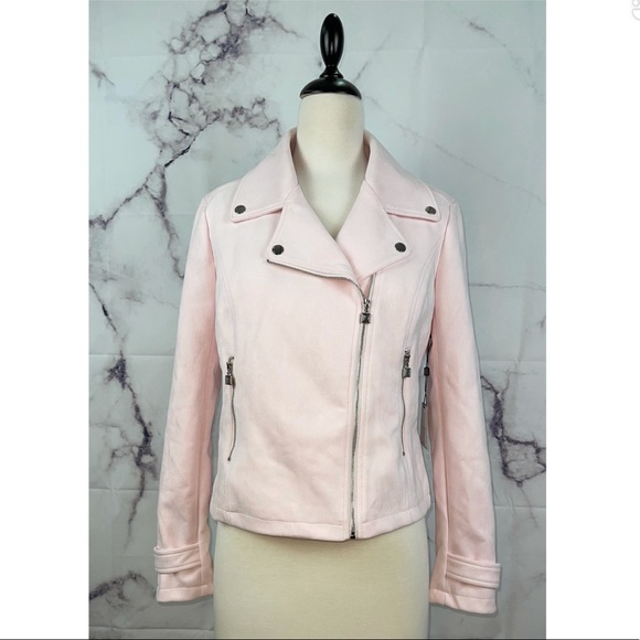 Laundry By Shelli Segal Jackets & Blazers - Pink Micro Suede moto Jacket Size S